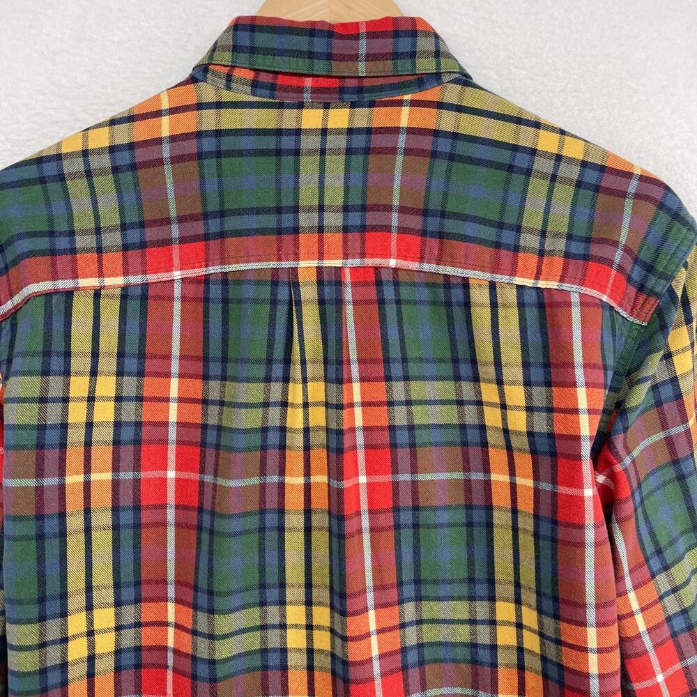 LL BEAN Shirt Mens M Scotch Plaid Flannel Slightly Fitted Button Down Red Green - Picture 9 of 14